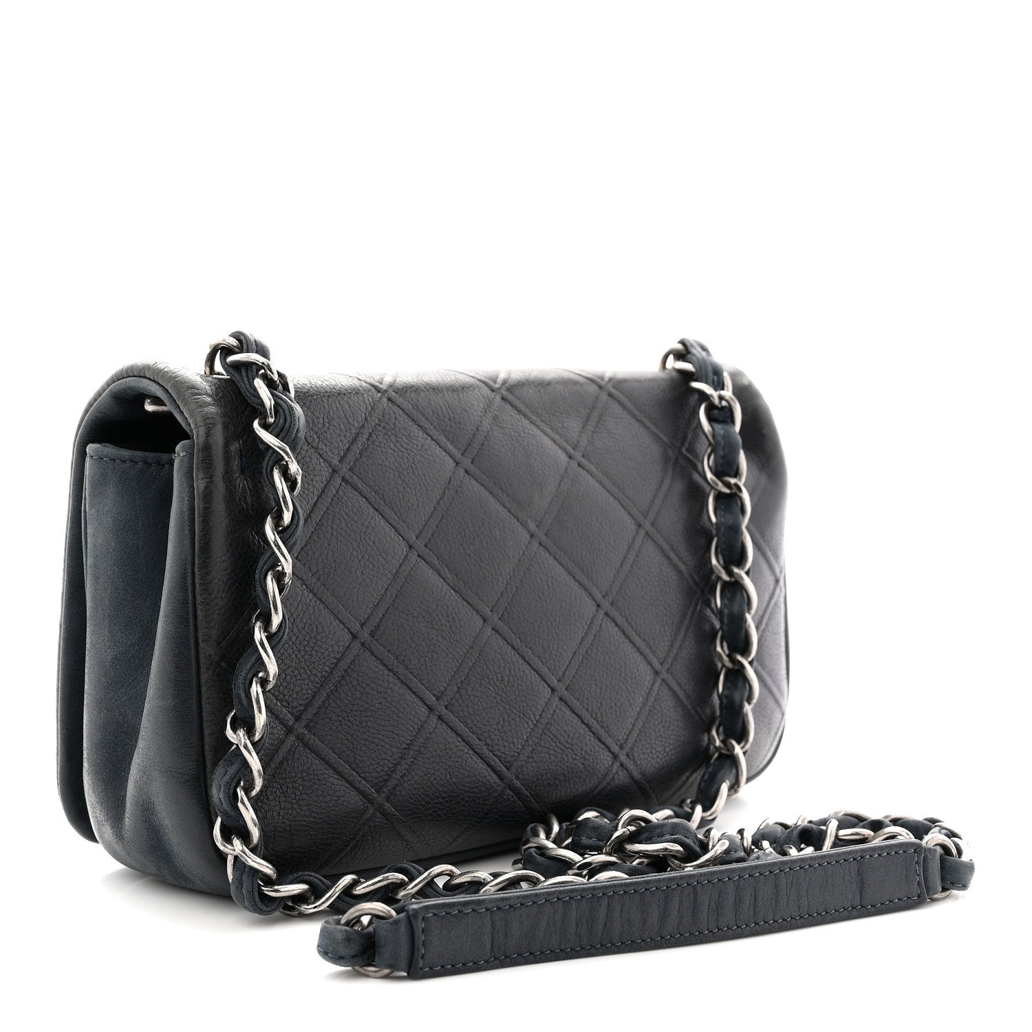 Chanel Calfskin Diamond Embossed New Chic Flap Blue