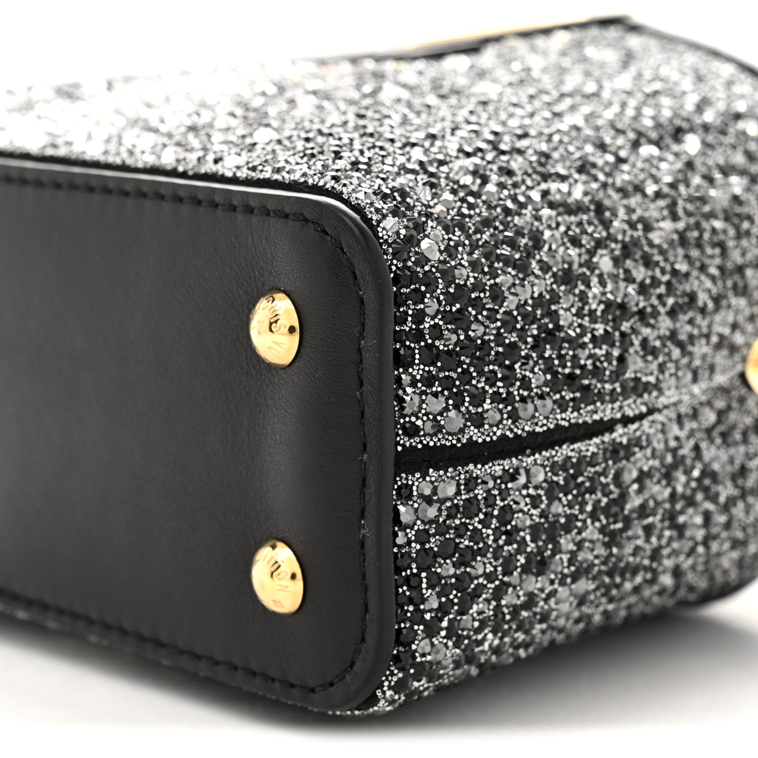 Louis Vuitton Crystal Cowhide Nano Capucines Silver Black