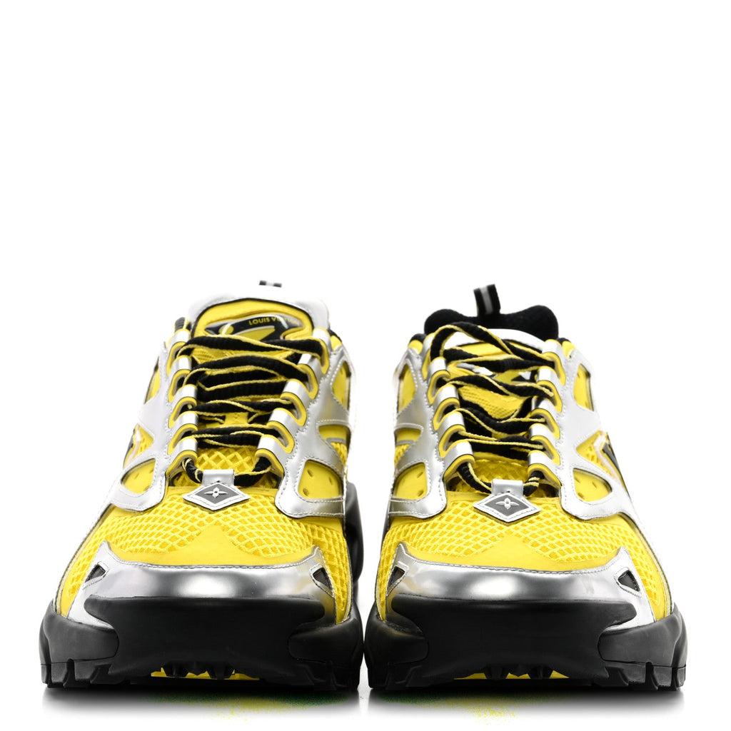 Louis Vuitton Metallic Calfskin Mesh Mens LV Runner Tatic Sneakers 8 Yellow