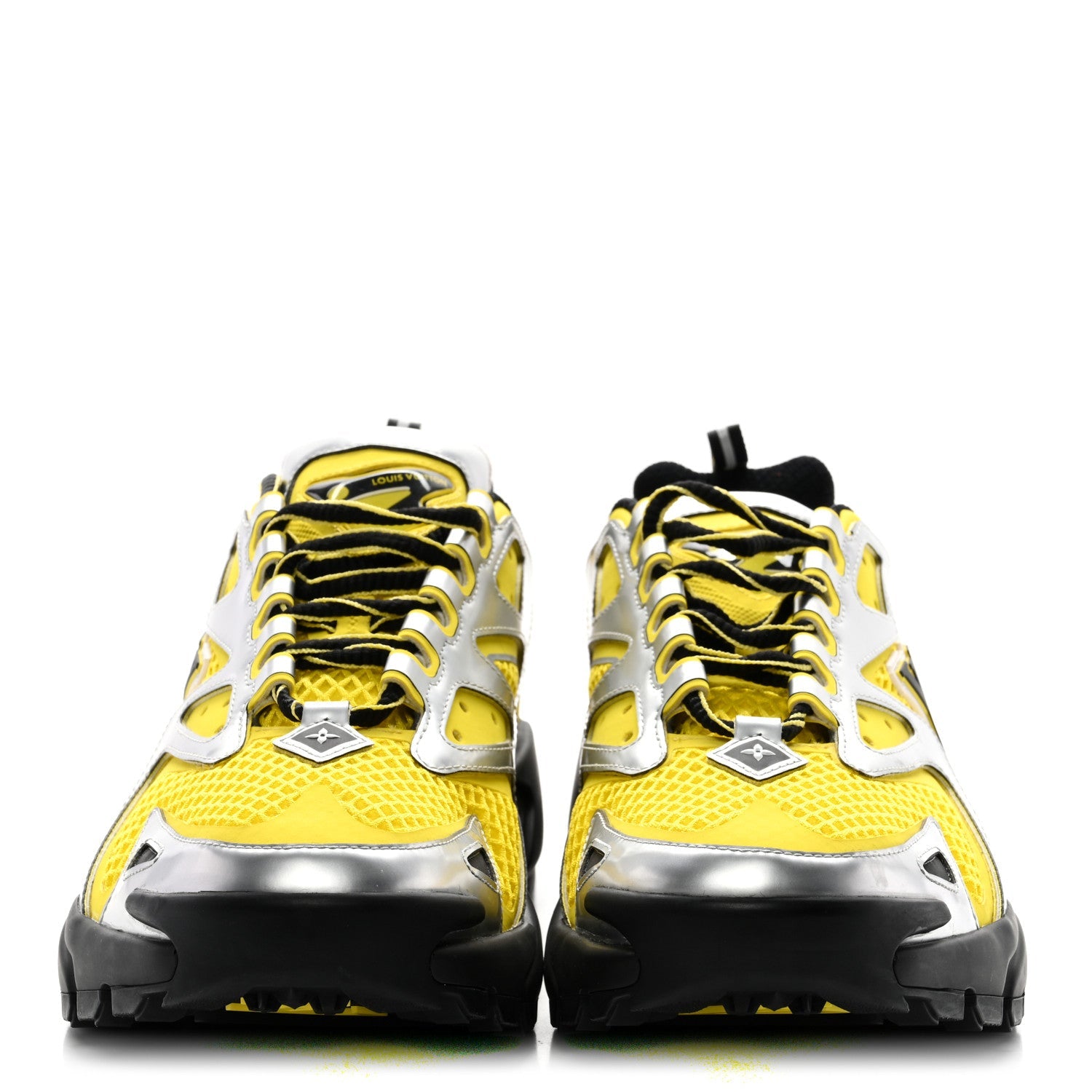 Louis Vuitton Metallic Calfskin Mesh Mens LV Runner Tatic Sneakers 8 Yellow