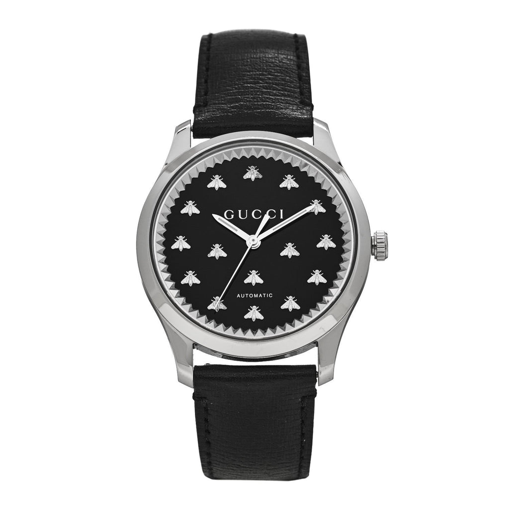 Gucci Stainless Steel Calfskin 42mm G-Timeless Bee Automatic Watch Black