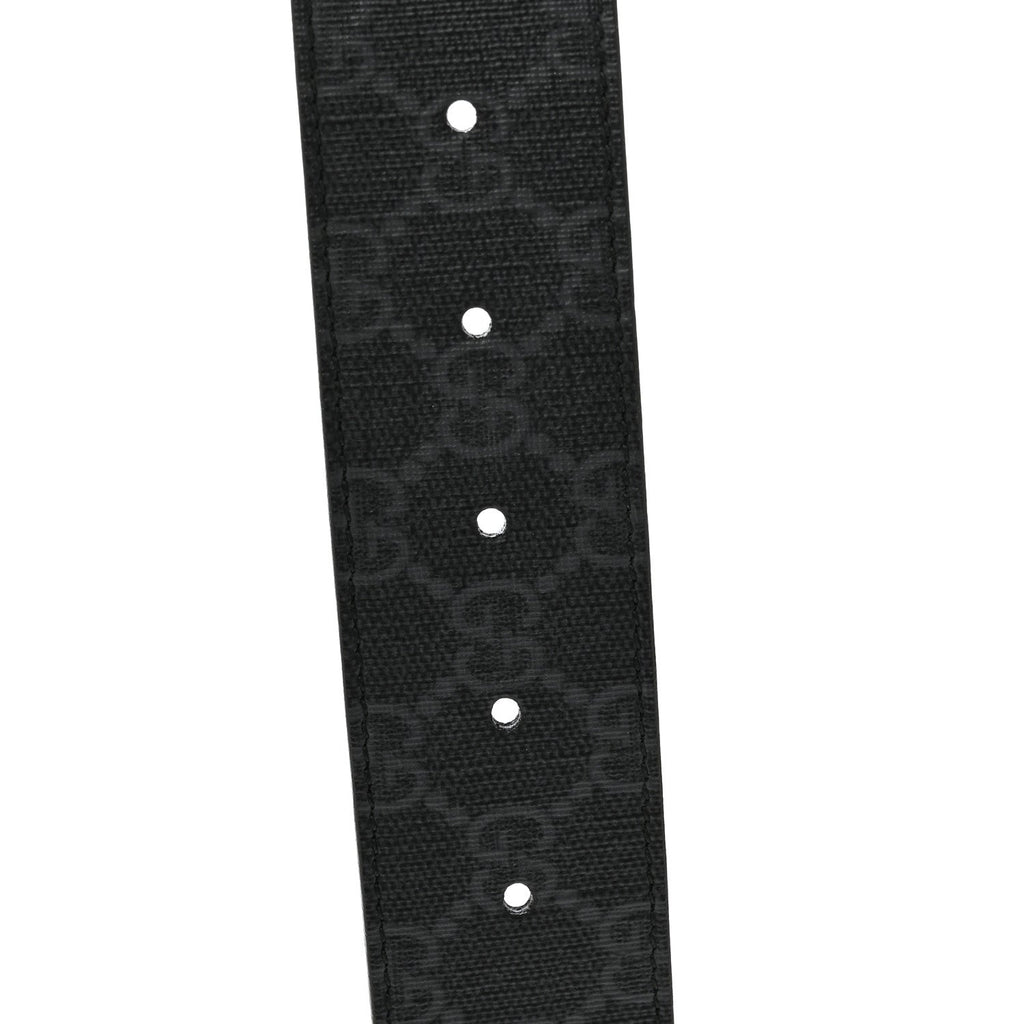Gucci GG Supreme Monogram Selleria Calfskin Interlocking G 40mm Belt 80 32 Black Grey