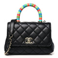 Chanel Goatskin Quilted Rainbow Extra Mini Coco Handle Flap Black