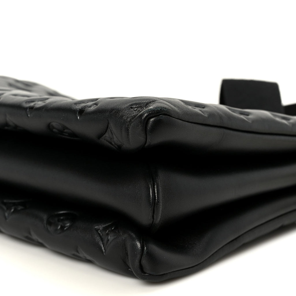 Louis Vuitton Lambskin Embossed Monogram Coussin MM Black