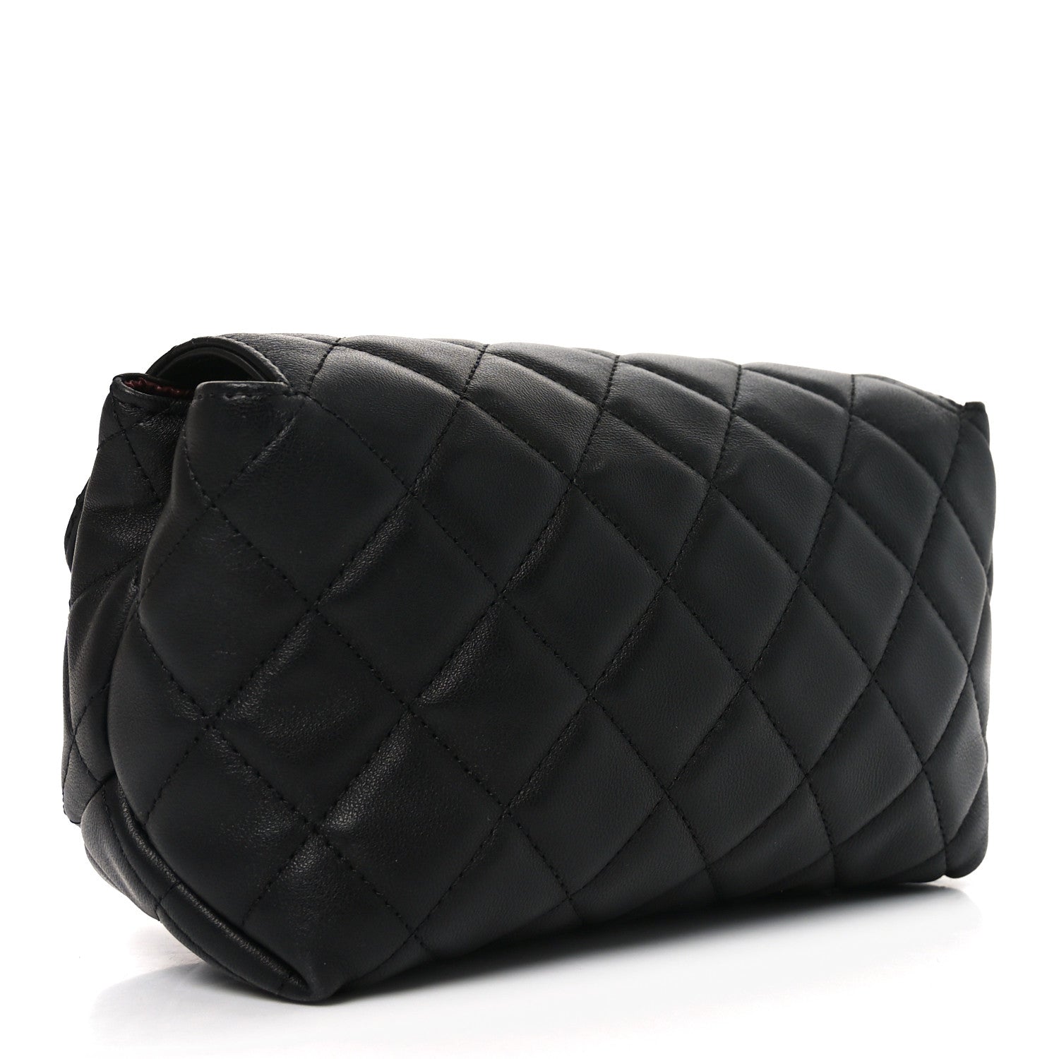 Lambskin Quilted Flap Cosmetic Case Black