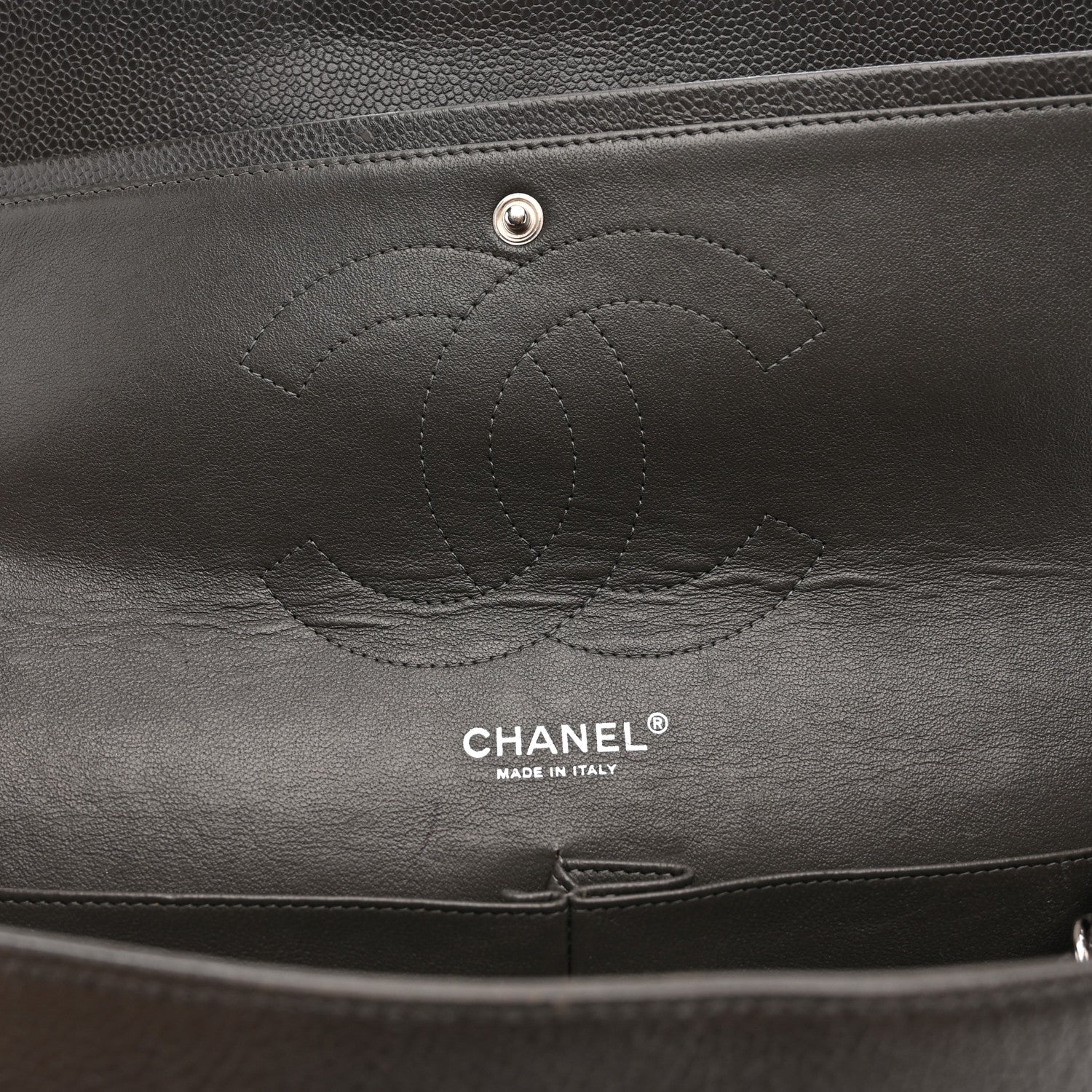 Chanel Caviar Quilted Jumbo Double Flap Grey