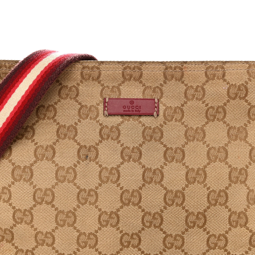 Gucci Monogram Web Small Flat Messenger Crossbody Pink Gold