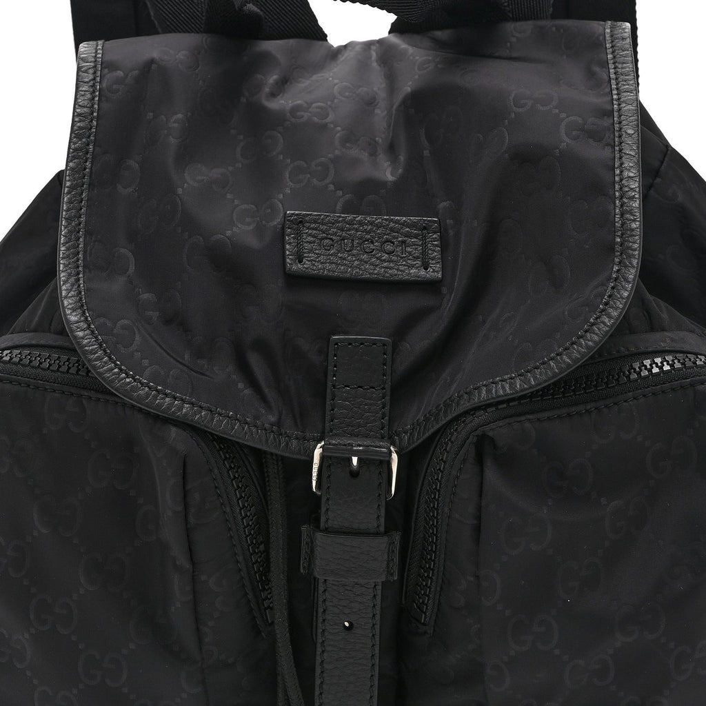 Gucci Nylon Monogram Medium Light Single Buckle Backpack Black