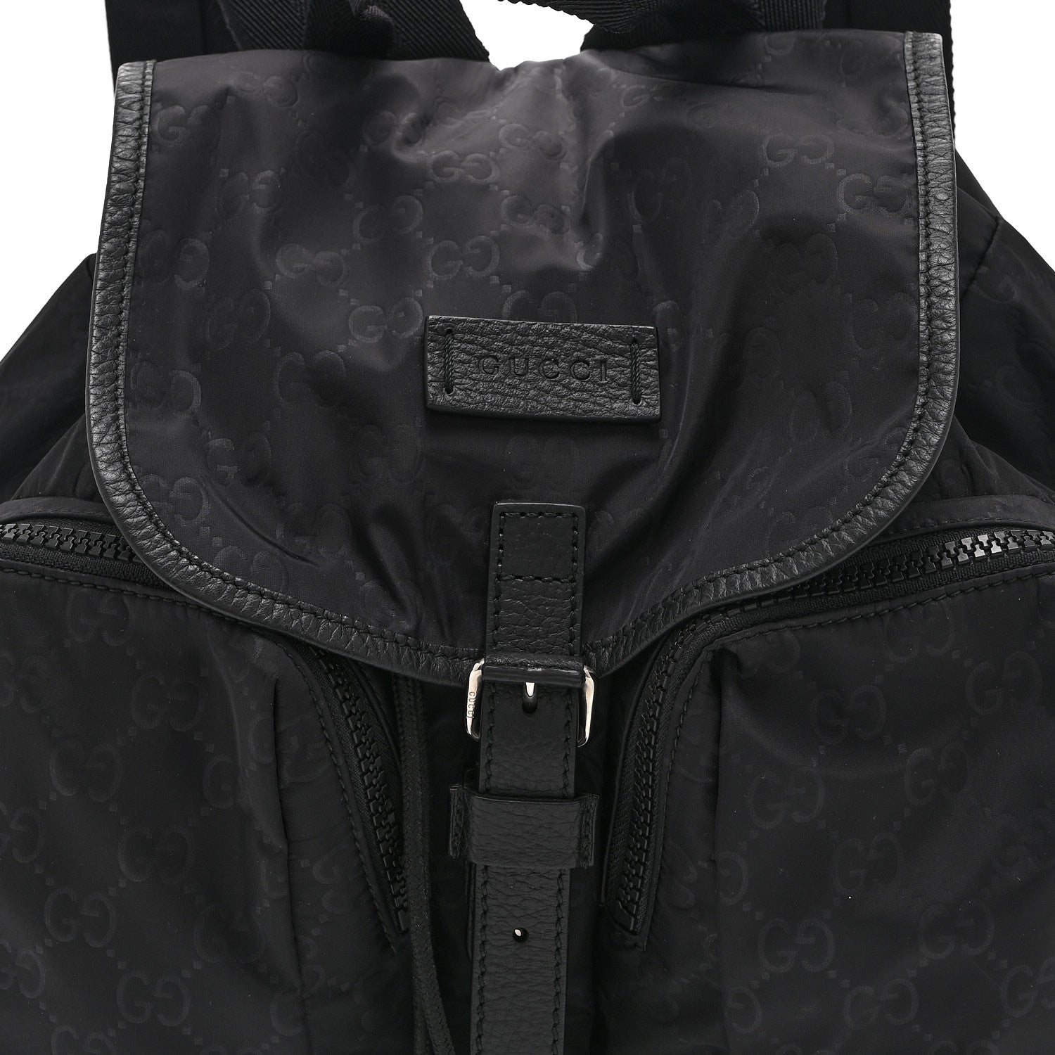 Gucci Nylon Monogram Medium Light Single Buckle Backpack Black