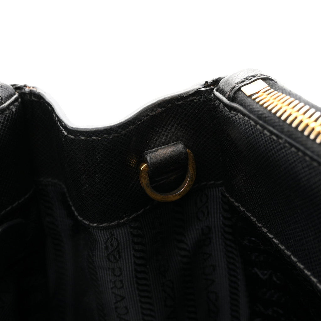 Prada Saffiano Small Galleria Double Zip Tote Black