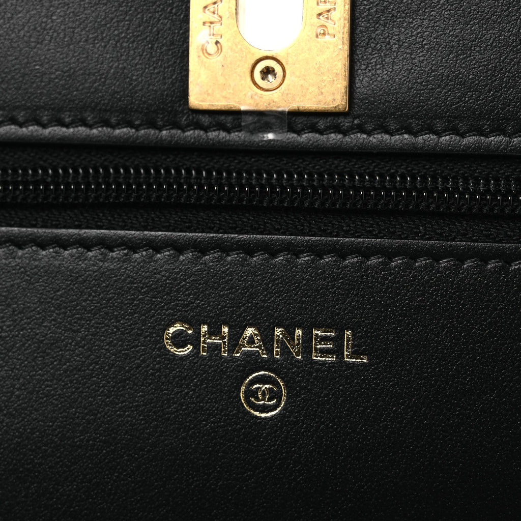 Chanel Pearly Caviar Quilted Fit For You Wallet On Chain WOC Black
