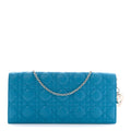 Christian Dior Lambskin Cannage Lady Dior Convertible Clutch Blue