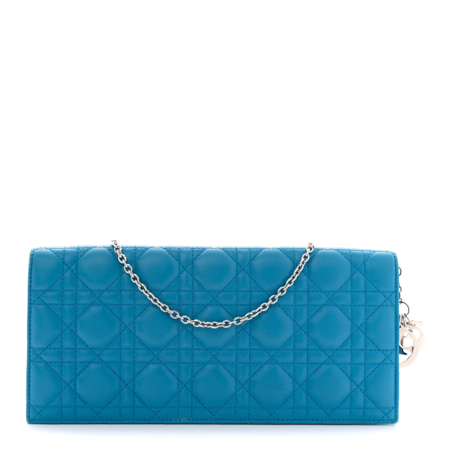 Christian Dior Lambskin Cannage Lady Dior Convertible Clutch Blue
