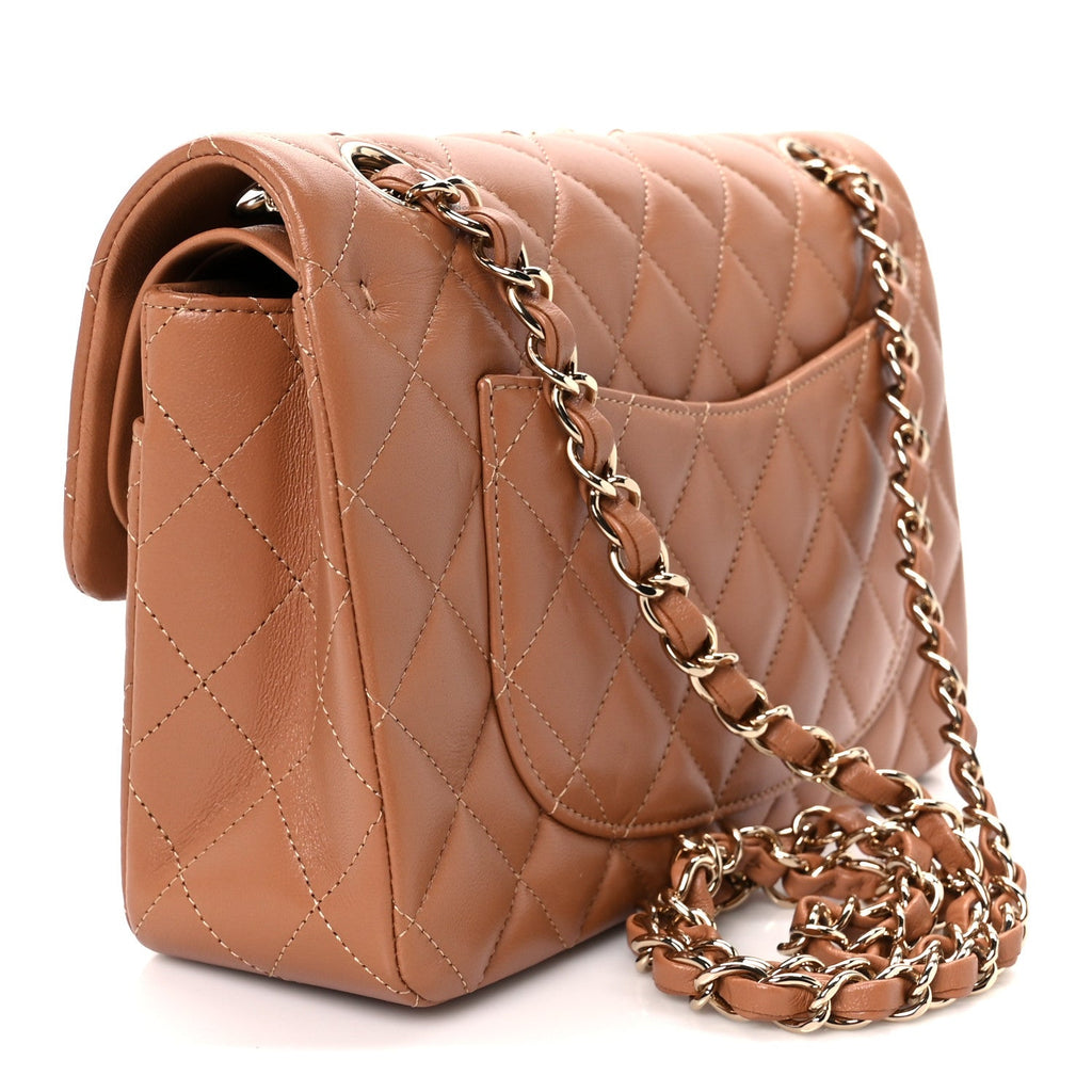 Chanel Lambskin Quilted Small Double Flap Brown