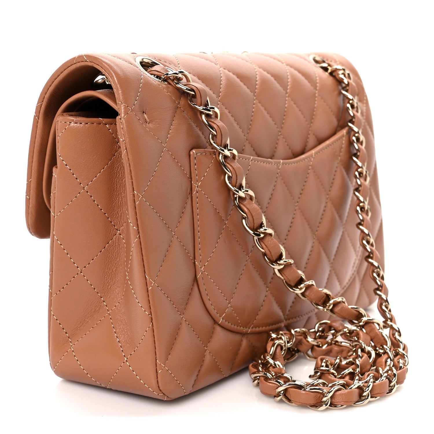 Chanel Lambskin Quilted Small Double Flap Brown