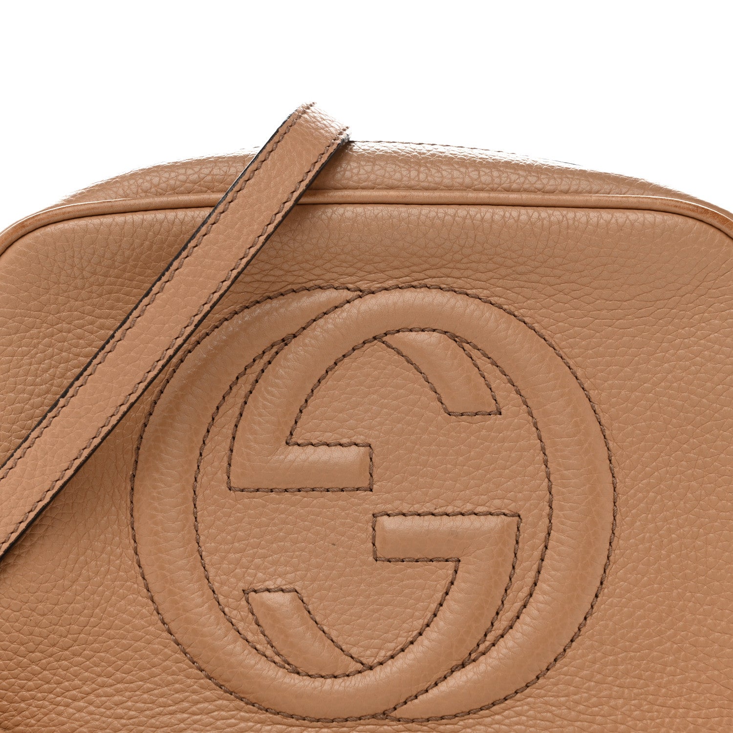 Gucci Pebbled Calfskin Small Soho Disco Bag Camelia