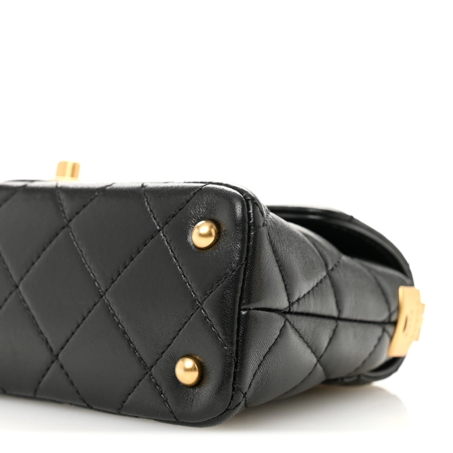 Chanel Lambskin Quilted Mini Flap Top Handle Bag Black
