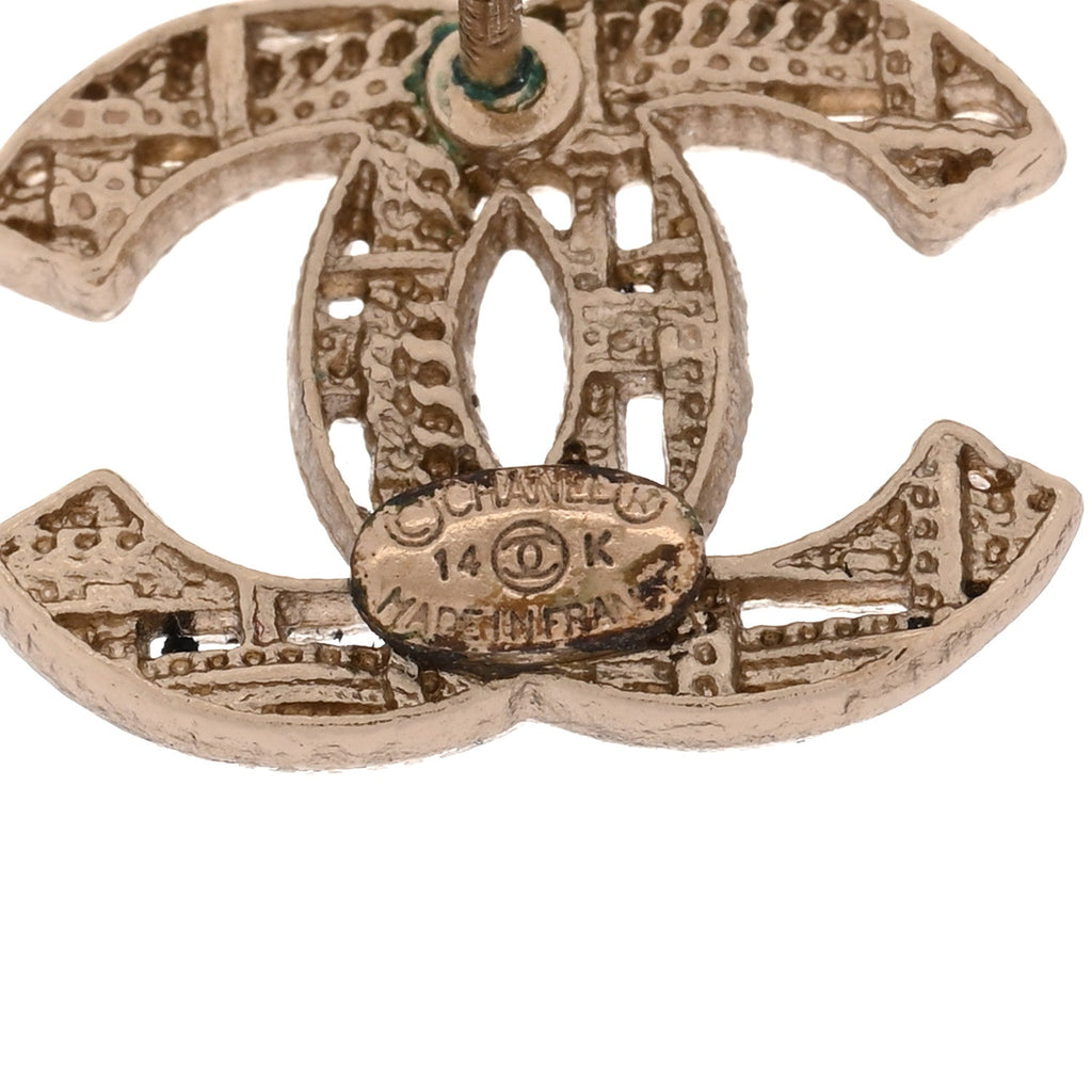 Chanel Tweed Effect CC Earrings Gold