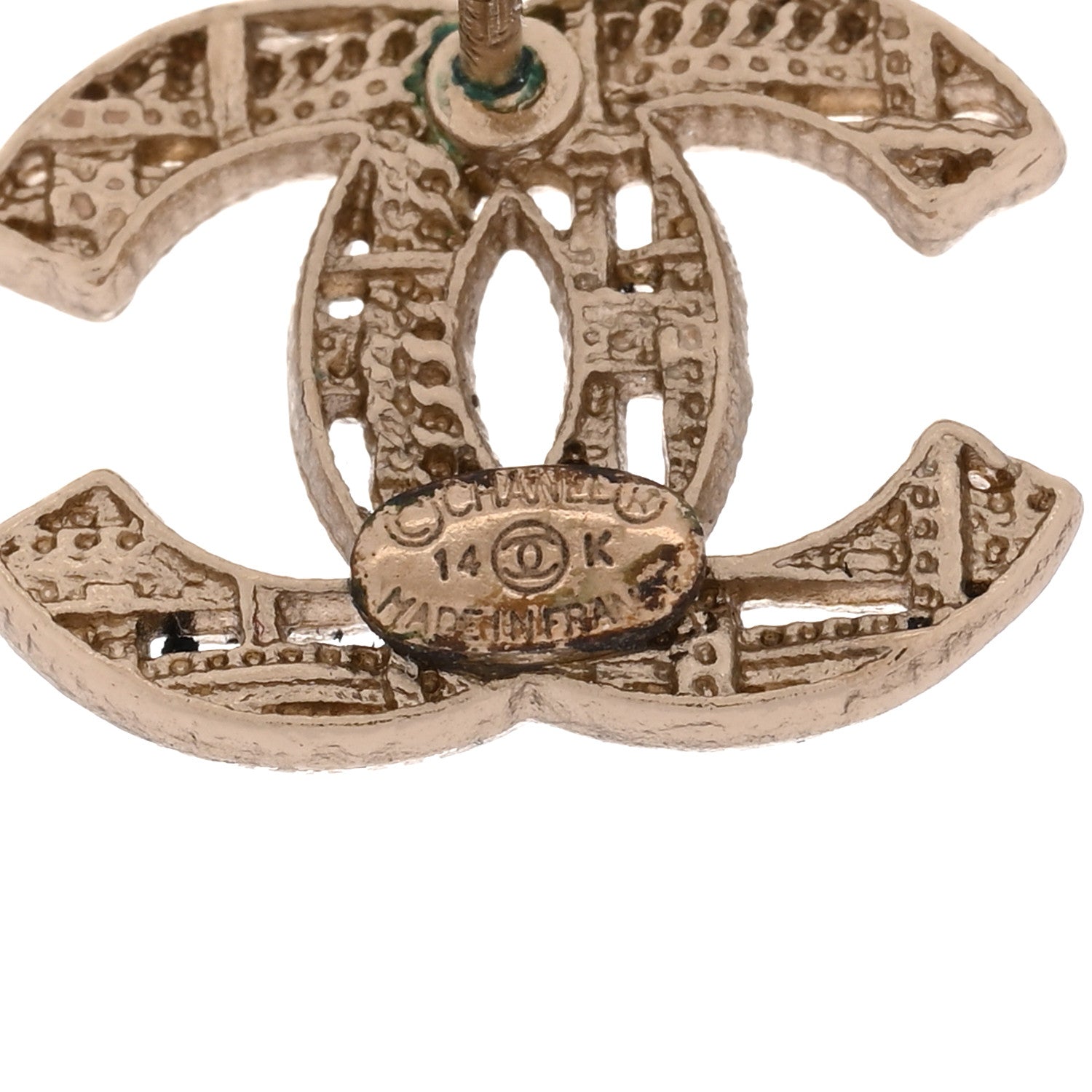 Chanel Tweed Effect CC Earrings Gold