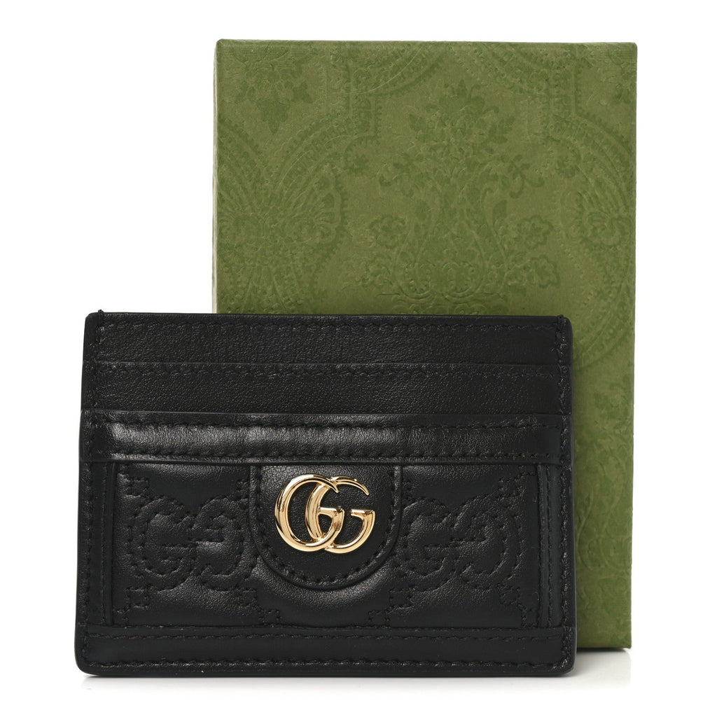 Gucci Calfskin GG Matelasse Card Holder  Black
