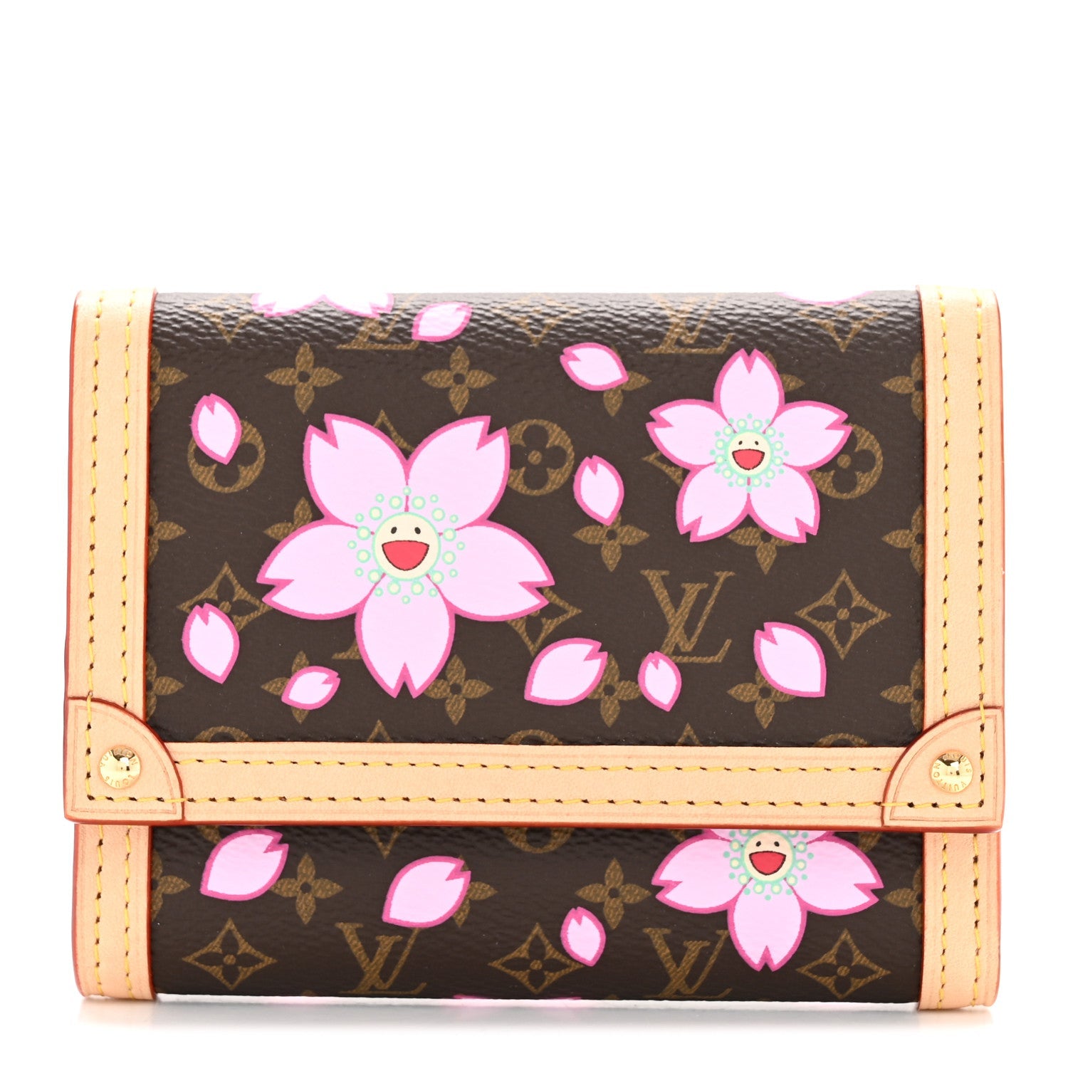 Louis Vuitton LV X TM Monogram Cherry Blossom Victorine Wallet Sakura Brown