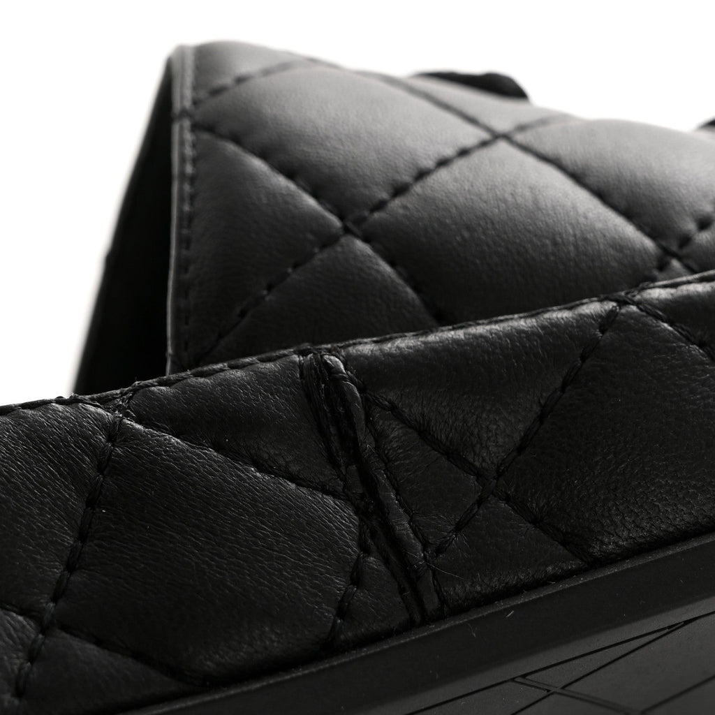 Lambskin Quilted CC Mules Sandals 35 Black