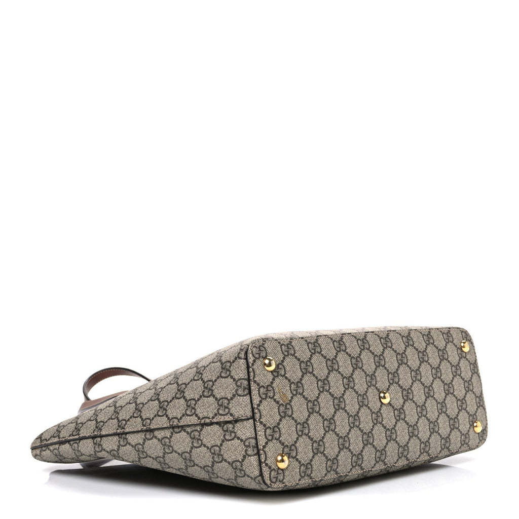 Gucci GG Supreme Monogram Medium Zippered Bucket Tote Beige Tuscany
