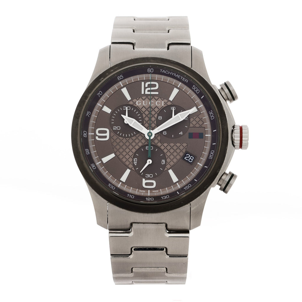 Gucci Stainless Steel 45mm G-Timeless Chronograph Quartz Watch Brown