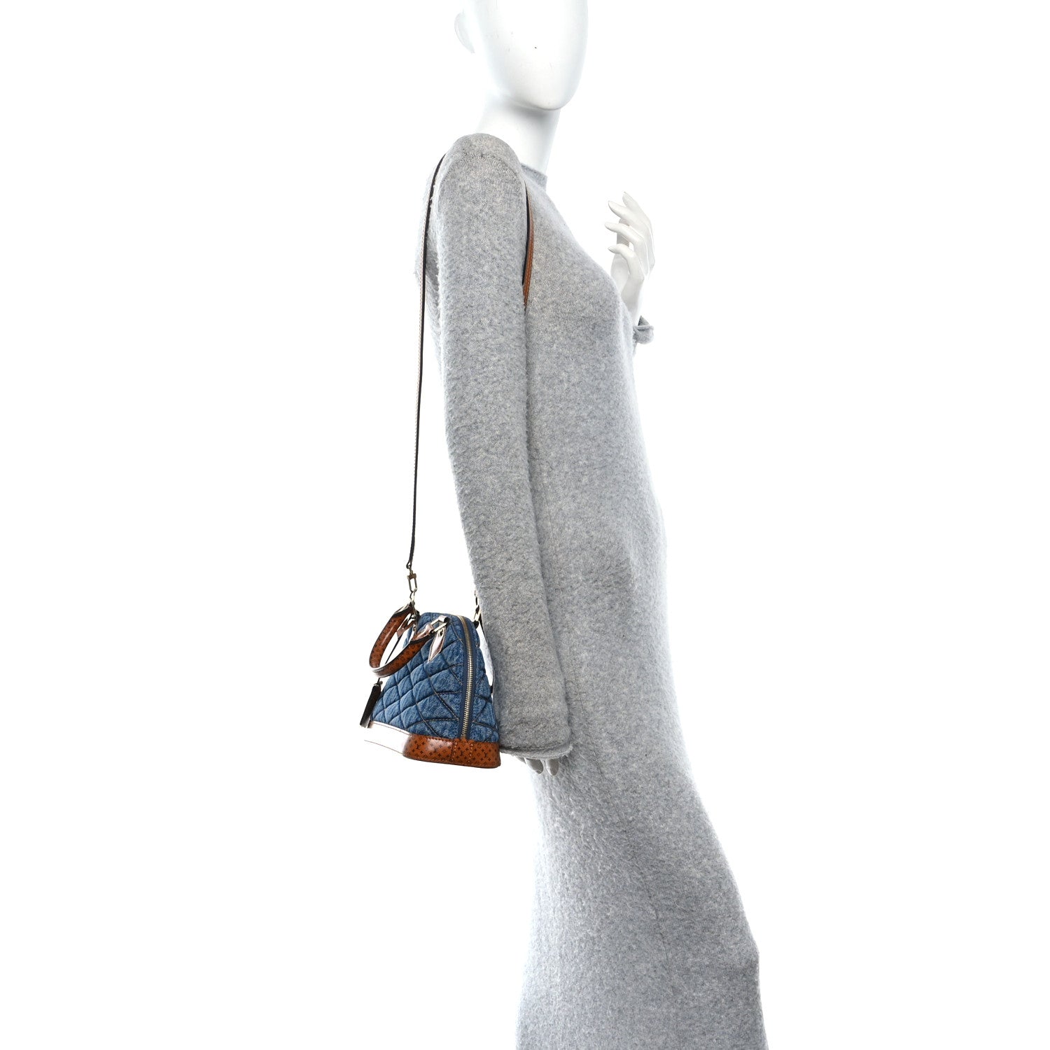 Louis Vuitton Denim Calfskin Reverse Monogram Malletage Alma BB Blue