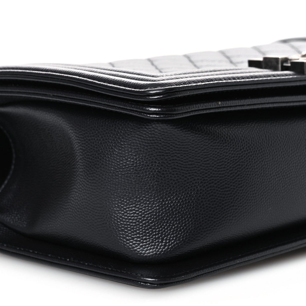 Chanel Metallic Caviar Quilted Medium Boy Flap Navy