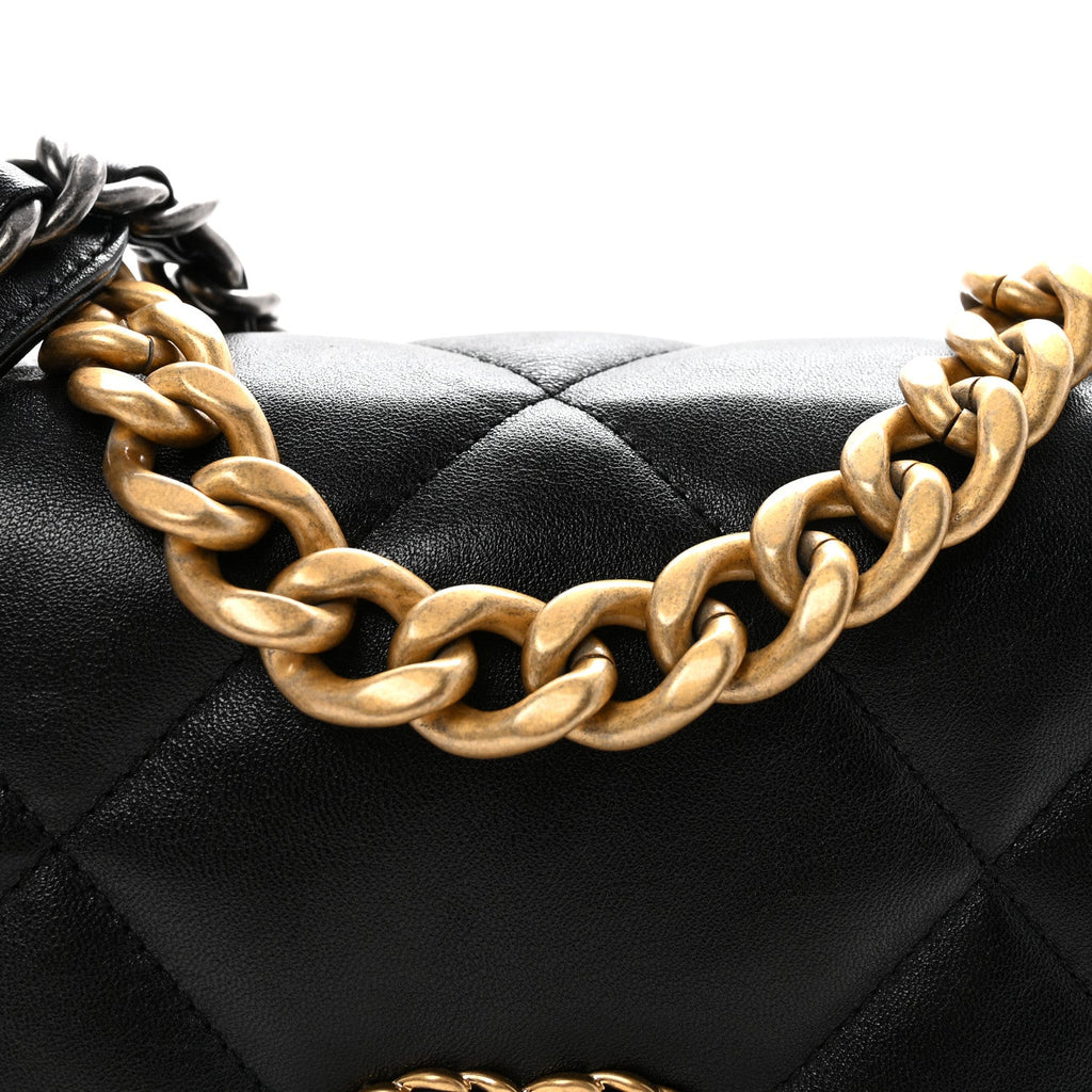 Chanel Goatskin Quilted Medium Chanel 19 Flap Black