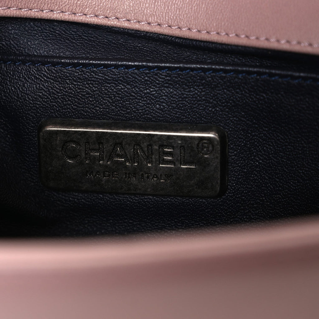 Chanel Fur Calfskin Small Boy Flap Pink