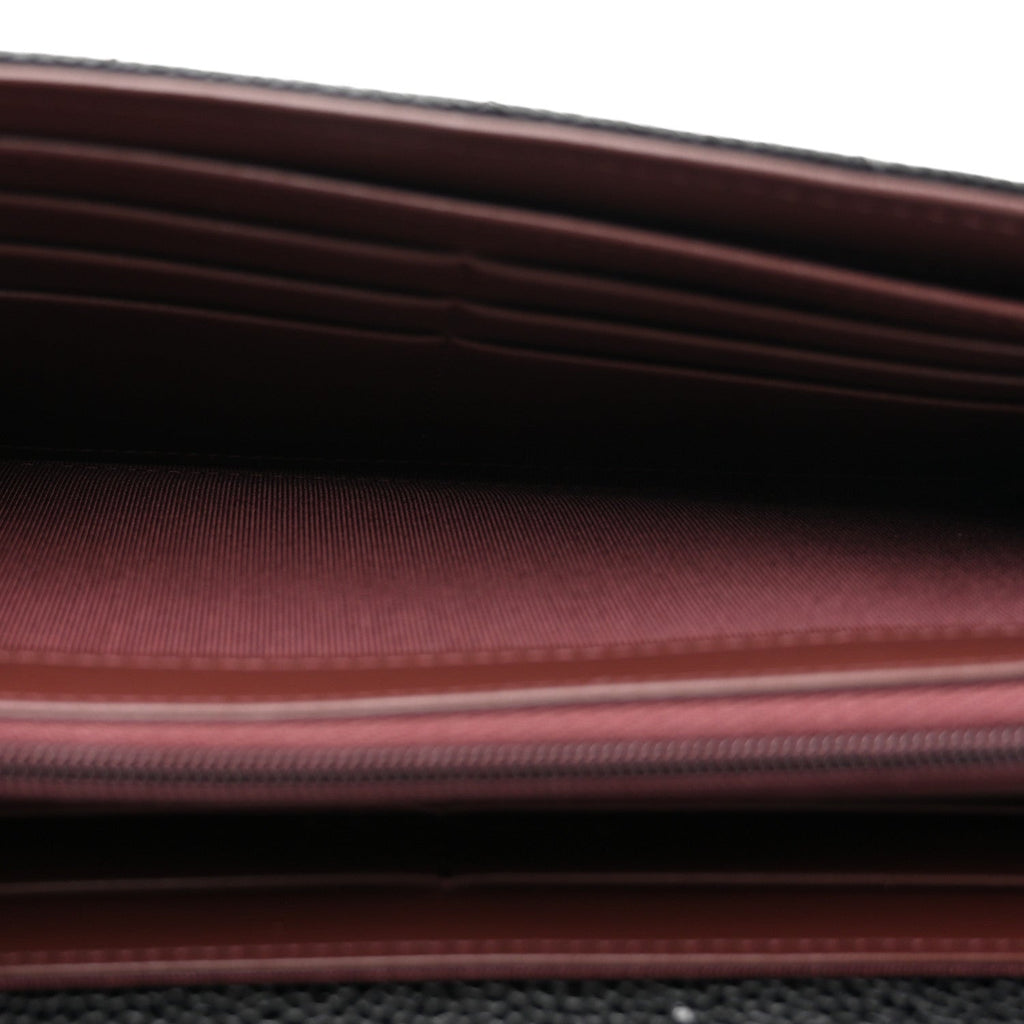 Caviar Quilted Large Gusset Flap Wallet Black