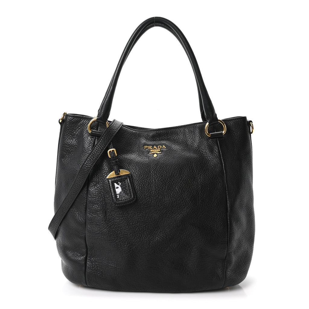 Prada Vitello Daino Shopping Tote Black