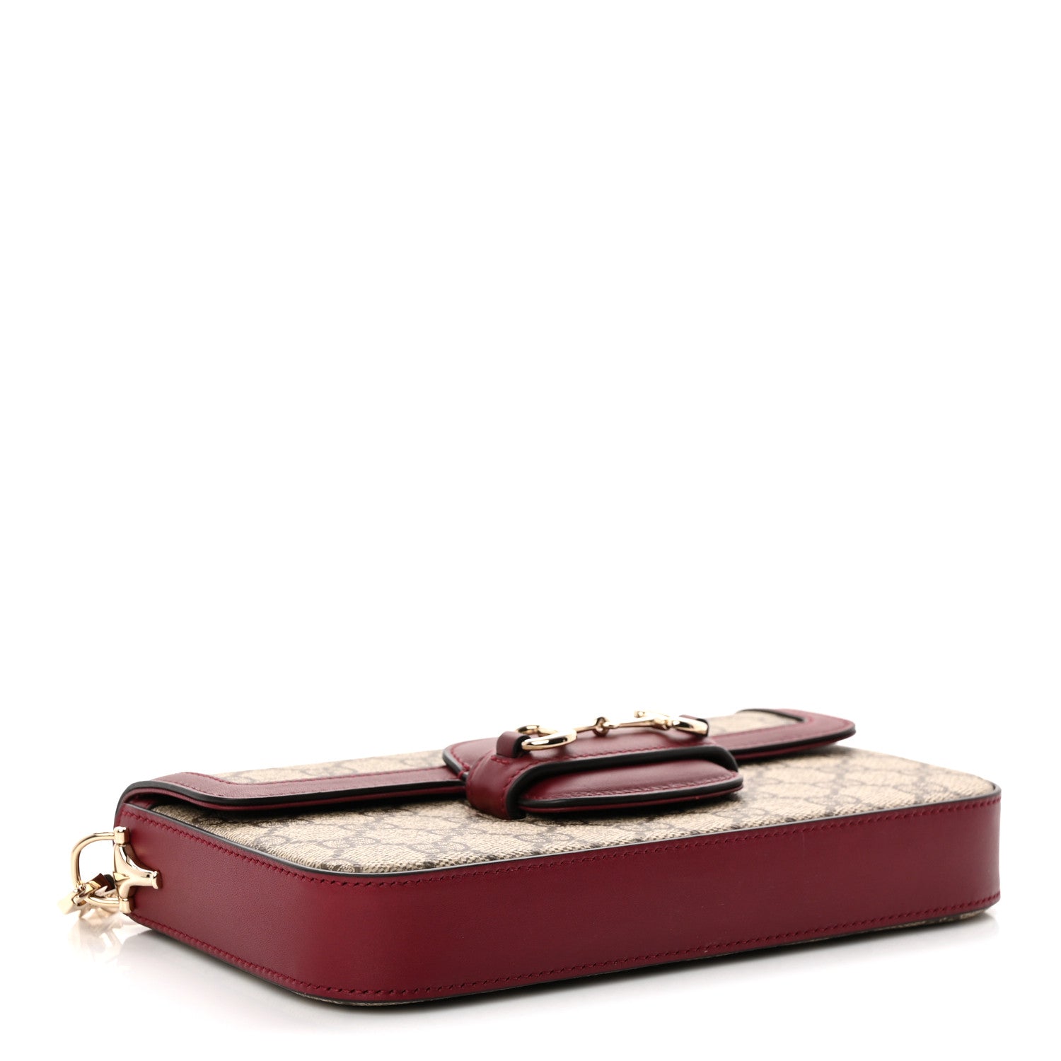 Gucci GG Supreme Monogram Azalea Calfskin Horsebit 1955 Mini Bag Beige Ebony Rosso Ancora