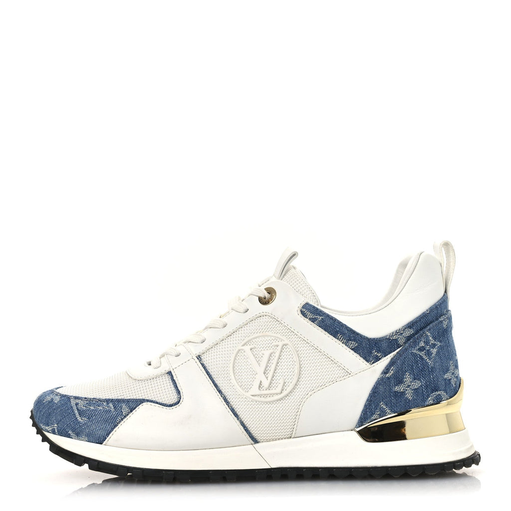 Louis Vuitton Calfskin Monogram Denim Run Away Sneakers 39 White