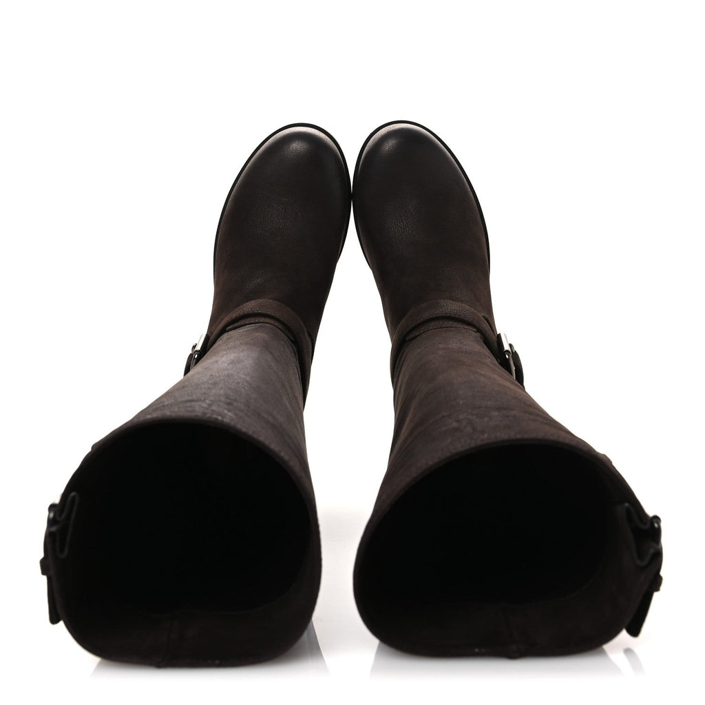 Prada Capra Antic Donna Tall Riding Boots 37 Ebano