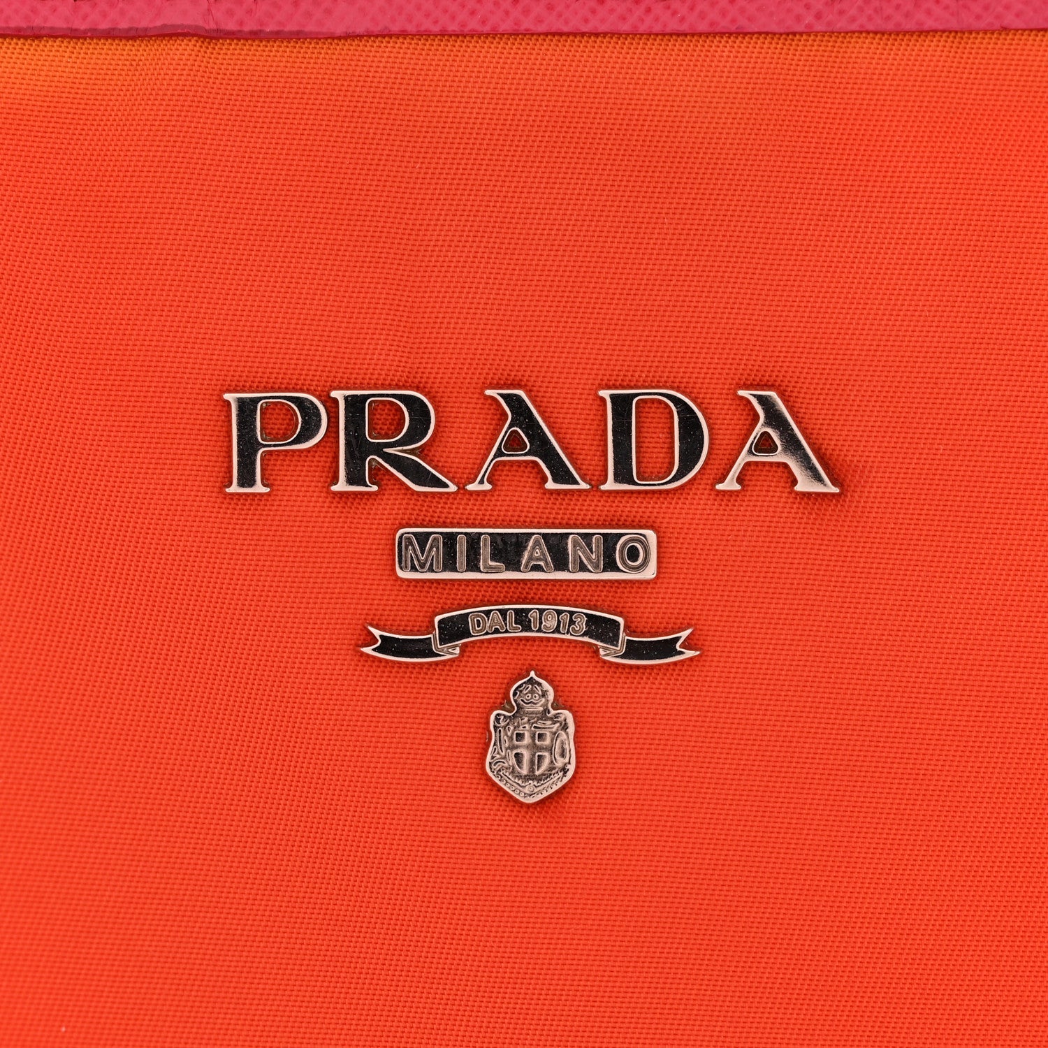 Prada Tessuto Nylon Saffiano Tote Papaya Ibisco