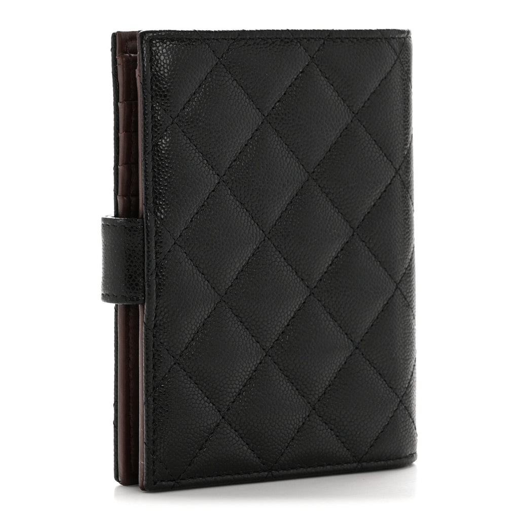 Caviar Quilted Passport Holder Black