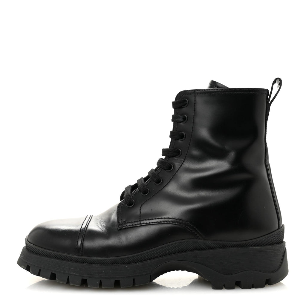 Prada Spazzolato Chocolate 50mm Combat Boots 36.5 Black