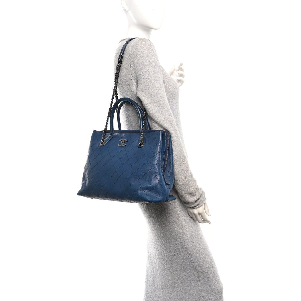 Chanel Grained Vegetal Calfskin Urban Shopping Tote Blue