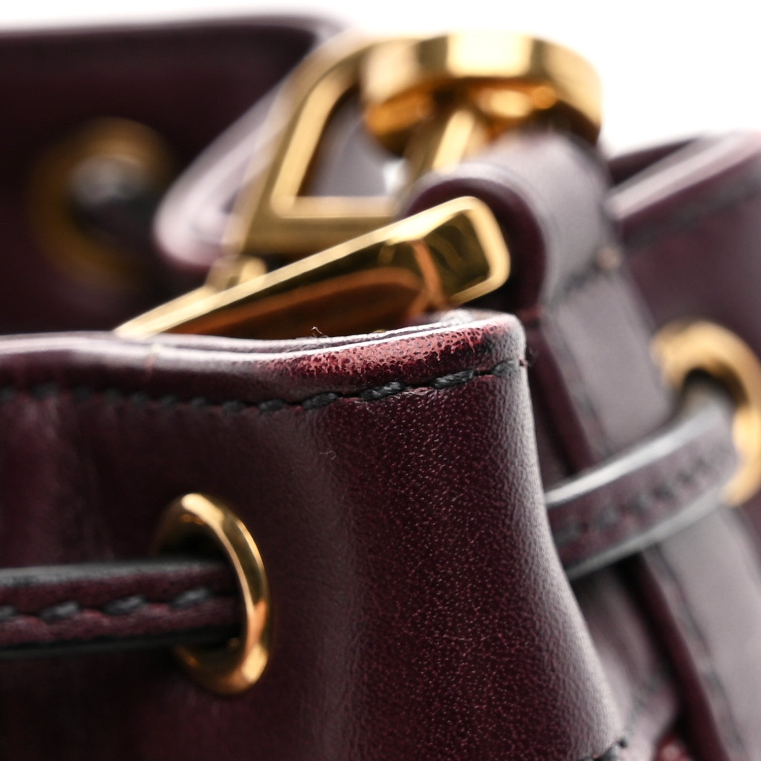 Christian Dior Oblique Drawstring Chain Bucket Bag Burgundy