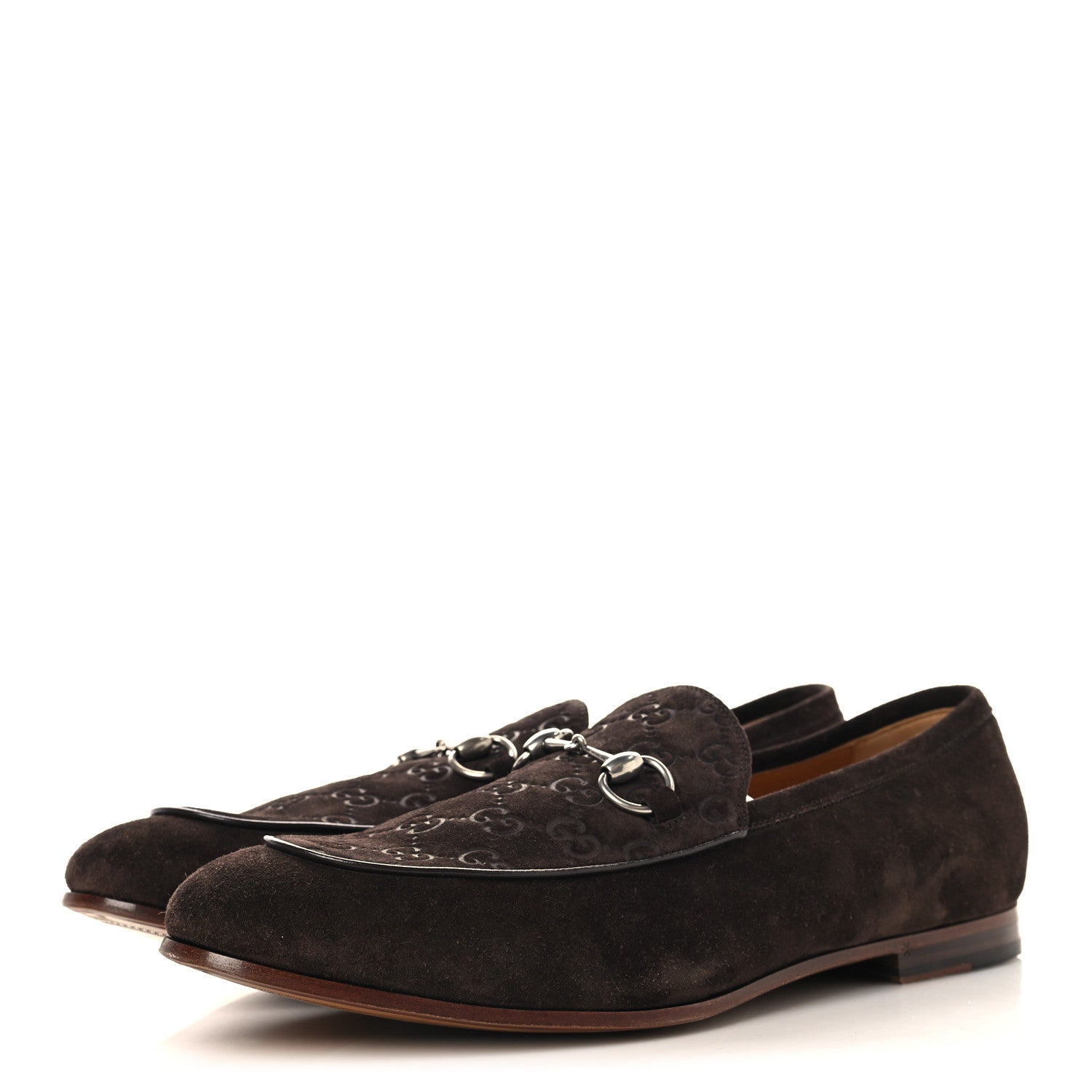 Gucci Luxury Suede GG Monogram Horsebit Mens Jordy Loafers 12 Night Cocoa