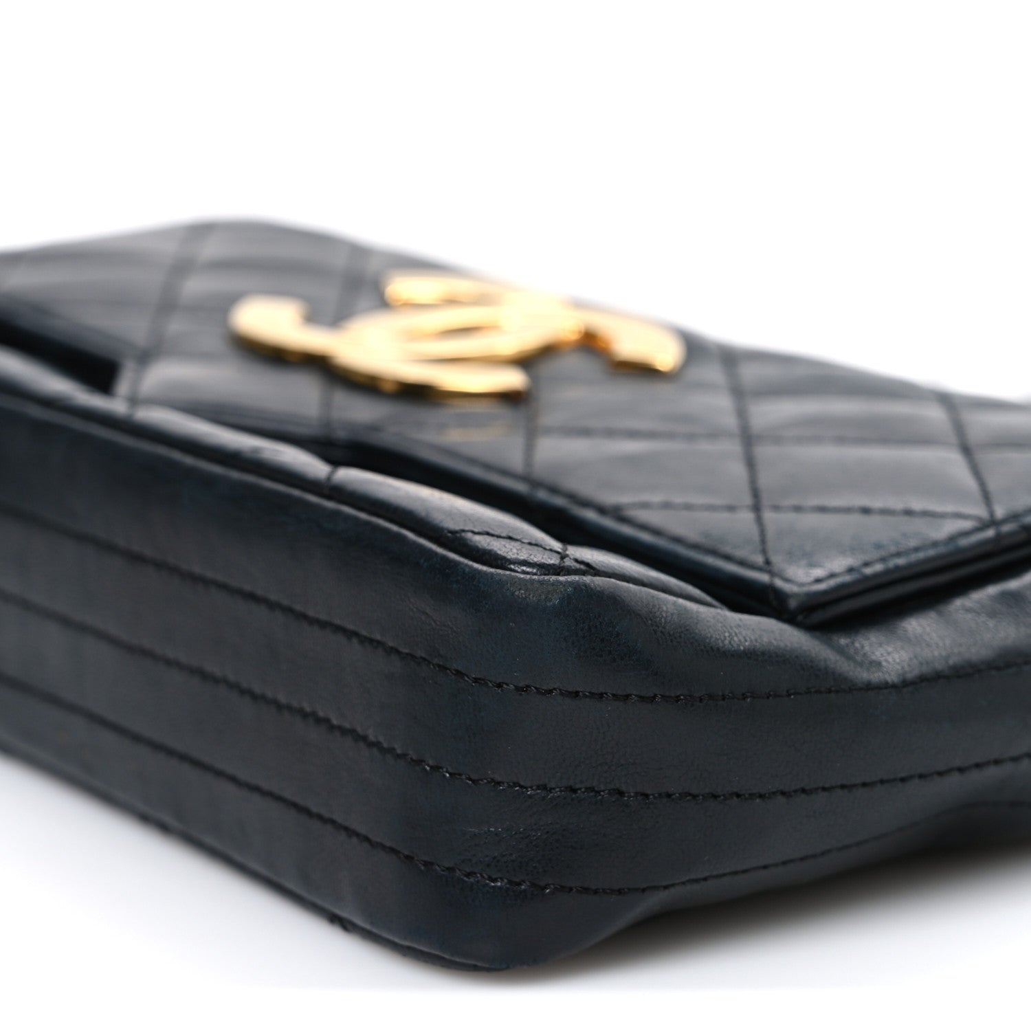 Chanel Lambskin Quilted Jumbo CC Small Single Flap Black