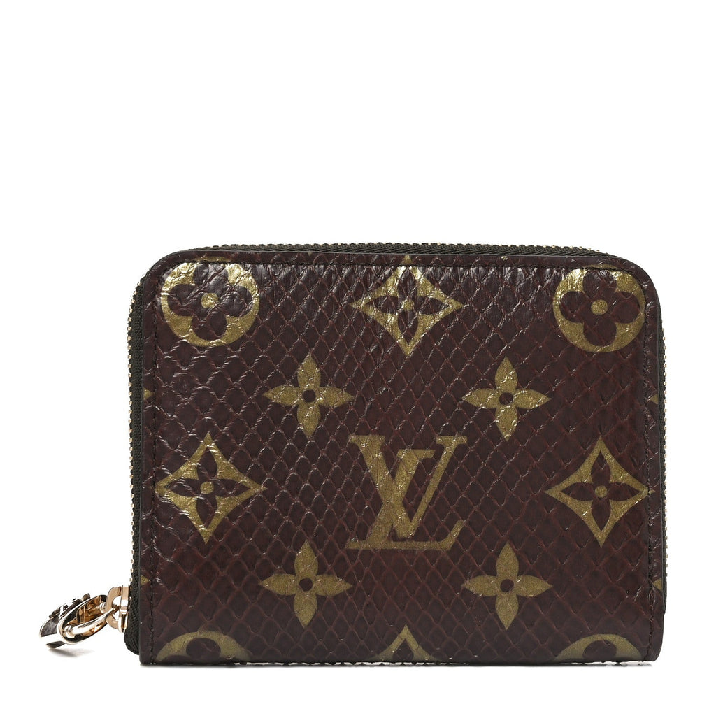 Louis Vuitton Snakeskin Monogram Zippy Padlock Coin Purse Brown