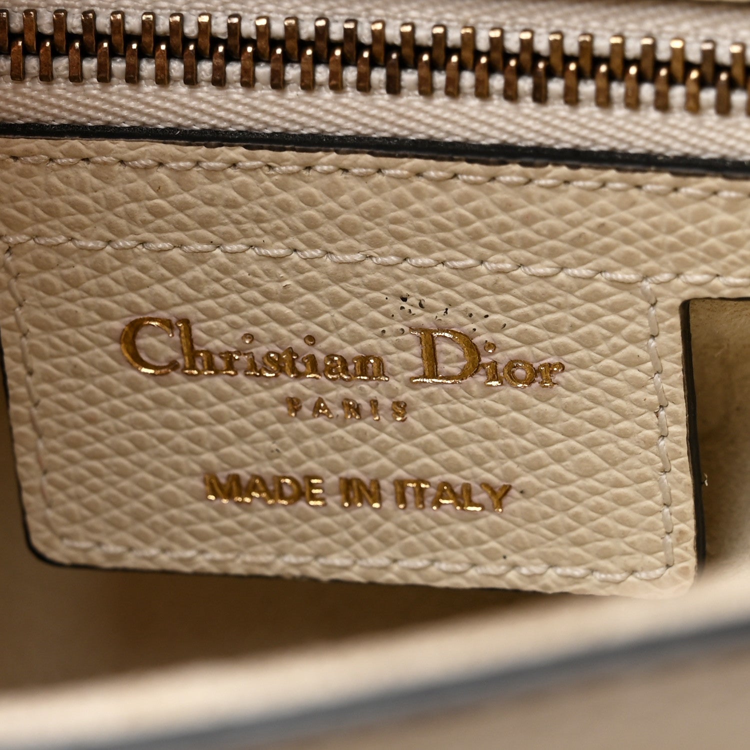 Christian Dior Grained Calfskin Saddle Bag White