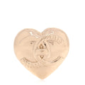 Metal CC Heart Turnlock Brooch Gold