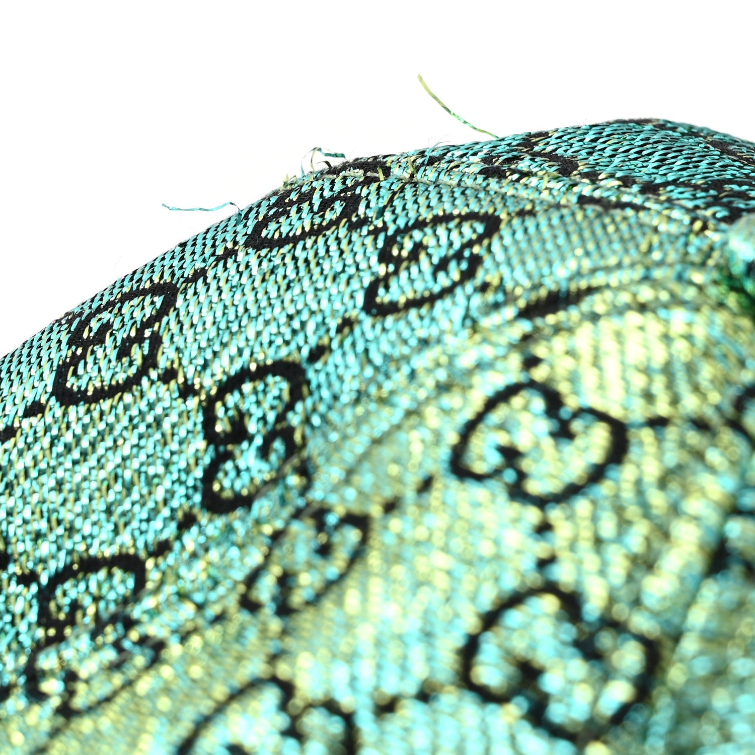 Gucci Silk Blend Jacquard Monogram Santa Barbara Baseball Hat S  Green Black Radiant