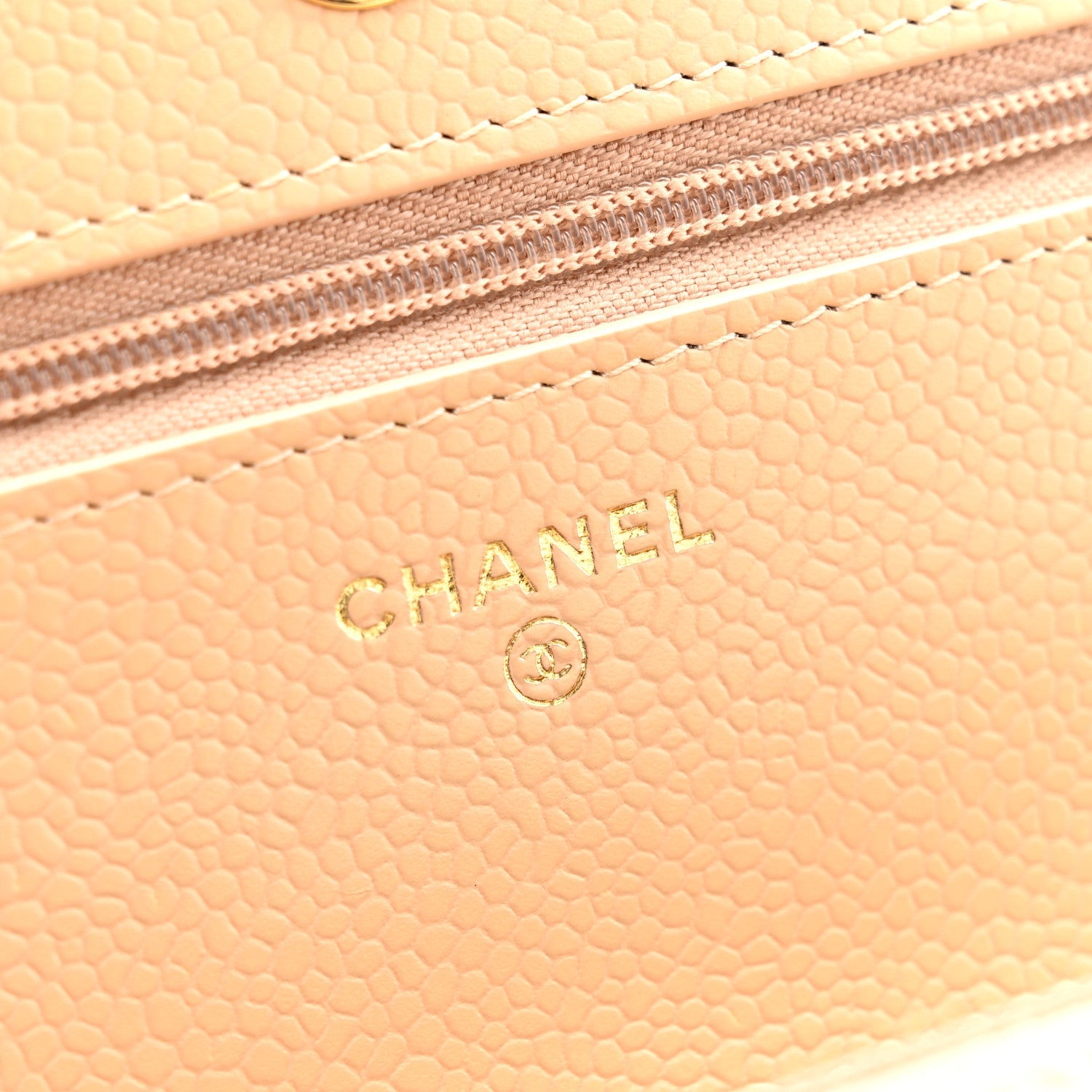 Chanel Caviar Quilted Wallet on Chain WOC Beige