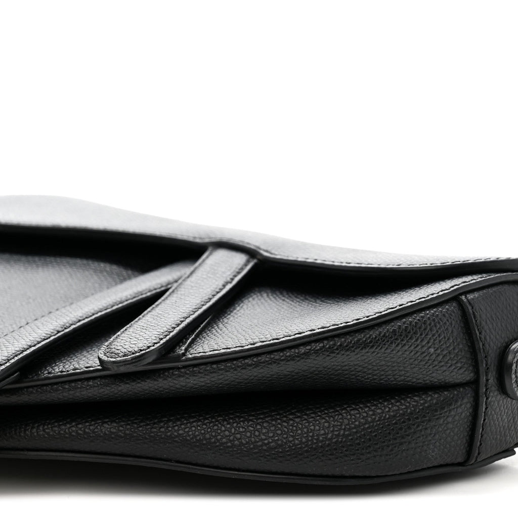Christian Dior Grained Calfskin Mini Saddle Bag Black
